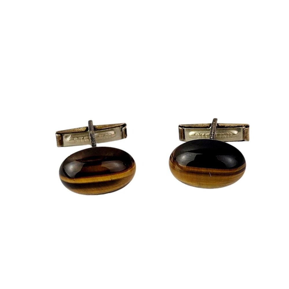 925 Sterling Silver Men's Tiger Eye Cufflinks